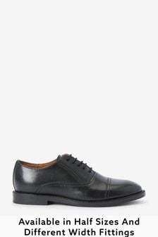 Black Leather Oxford Toe Cap Shoes (551592) | $54 - $75