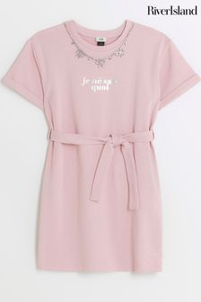 River Island Pink Girls Belted Graphic Dress (551678) | €13