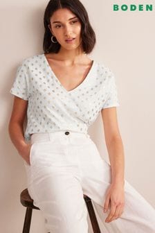 Boden White V-Front And Back Jersey Top (551812) | 142 zł