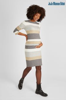 JoJo Maman Bébé Grey Stripe Knitted Tube Maternity Dress (551907) | SGD 84