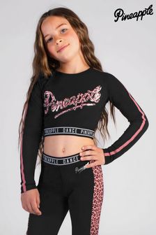 Pineapple Black Leopard Girls Logo Long Sleeve Crop Top (552027) | 14 €