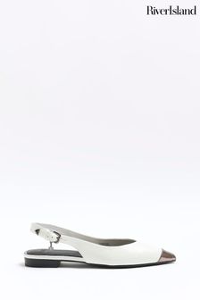 River Island White Sling Back Point Toe Shoes (552310) | €18.50