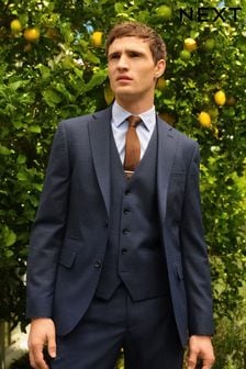 Blau - Anzug aus texturierter Wolle in schmale Passform: Jacke (552757) | 148 €