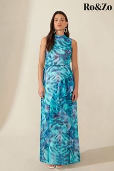 Ro&Zo Blue High Neck Maxi Dress (552816) | €117