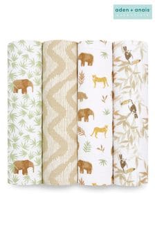 aden+anais Animal Print Essentials Cotton Muslin Blankets 4 Packs (553211) | $58