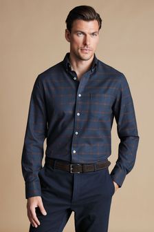 Charles Tyrwhitt Brown Windowpane Check Non-iron Twill Slim Fit Shirt (554263) | $111