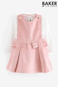 Baker by Ted Baker Pink Bow Pleat Pinafore Dress And Frill T-Shirt Set (554505) | OMR20 - OMR21