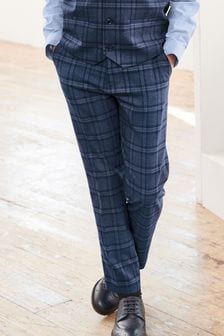 Navy Blue Skinny Fit Check Suit: Trousers (12mths-16yrs) (554756) | $32 - $46