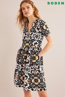 Schwarz - Boden Easy Jersey-Kleid mit eingekerbtem Ausschnitt (554785) | 50 €