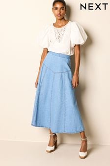 Panelled Denim Maxi Skirt