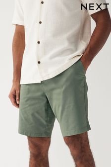 Žajbljevo zelena - Ozek kroj - Raztegljive chino kratke hlače (555476) | €18