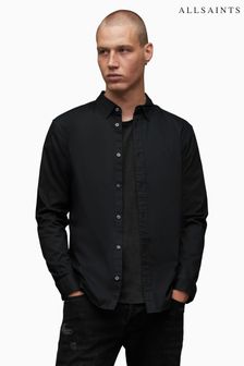 AllSaints Black Crome Hawthorne Long Sleeved Shirt (555695) | kr1,155
