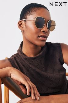 Różowe złoto - Smokey Lens Soft Hexagon Sunglasses (555815) | 90 zł