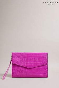 Ted Baker Pink Crocey Imitation Croc Envelope Pouch (555938) | $58