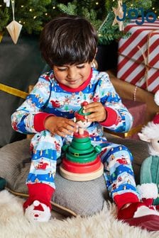 JoJo Maman Bébé Blue Kids' Christmas Scene Pyjamas (556059) | €35