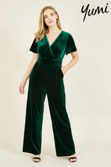 Yumi Dark Green Jumpsuit With Angel Sleeves (556189) | SGD 126