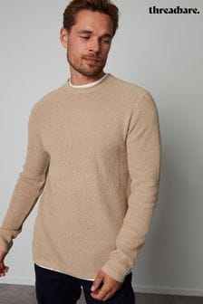 Marrón - Suéter azul con cuello redondo y falsa camiseta de Threadbare (556237) | 34 €