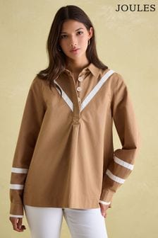 Joules Brinley Tan Brown Cotton Deck Shirt (556261) | 33,800 Ft