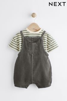 Black/Grey Denim Baby Dungarees and Bodysuit Set (0mths-2yrs) (556544) | AED77 - AED87