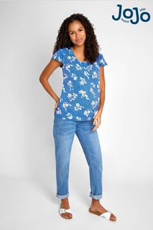 JoJo Maman Bébé Blue Floral Print Wrap Maternity & Nursing T-Shirt (556861) | €38
