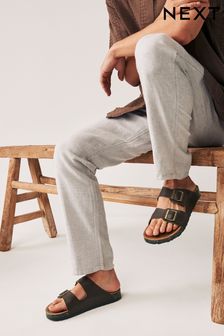 Brown Leather Two Buckle Sandals (557098) | HK$276