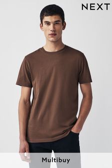 Brown Mid Chocolate Regular Fit Essential Crew Neck T-Shirt (557615) | kr88