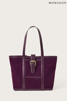 Purple canvas top tote bags