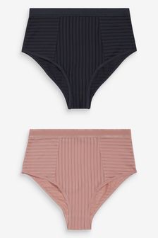 Navy/Pink High Rise Stripe High Waist Knickers 2 Pack (557728) | AED28
