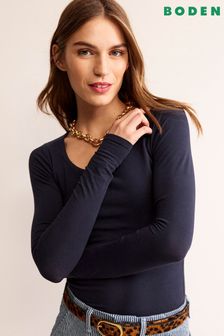 Boden Double Layer Scoop Neck Long Sleeve T-Shirt