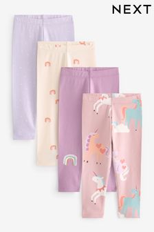 Lila con unicornio morado - Pack de 4 leggings (3 meses-7 años) (A558031) | 24 € - 29 €