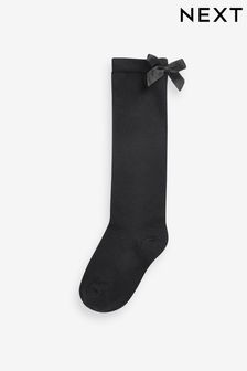 Black Cotton Rich Bow Knee High School Socks 2 Pack (558088) | HK$44 - HK$52