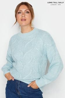 Albastru - Pulover tricotat cu torsade Long Tall Sally (558120) | 197 LEI