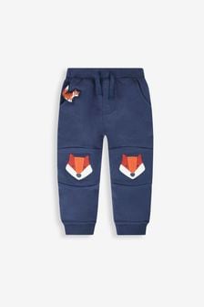 JoJo Maman Bébé Navy Blue Fox Appliqué Knee Joggers With Pet In Pocket (558473) | $34