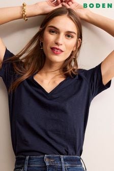 Темно-синий - Boden футболка с V-образным вырезом (558959) | €39