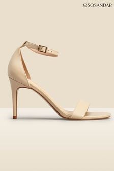 Sosandar Beige Heel Nia Leather- Lower Heel Shoes (559002) | $187