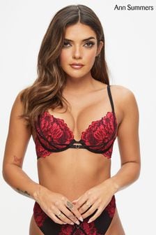 Ann Summers Red Nightfall Floral Lace Padded Plunge Bra