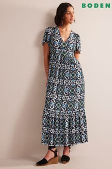 Boden Blue V-Neck Tiered Maxi Dress (559831) | €77