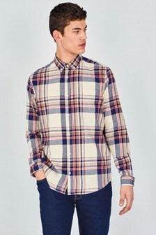 Brushed Flannel Check Long Sleeve Shirt