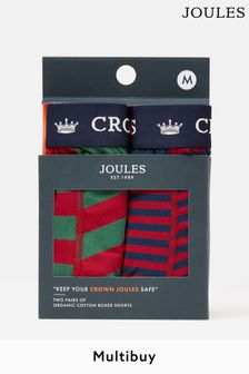 Joules Crown Joules Red Stripe Cotton Boxer Briefs (2 Pack) (560192) | €10.50