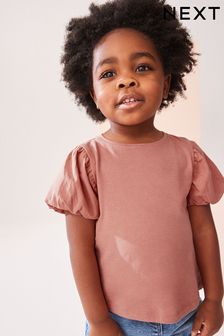 赭棕色 - 泡泡袖短袖T恤 (3個月至7歲) (560245) | NT$270 - NT$360