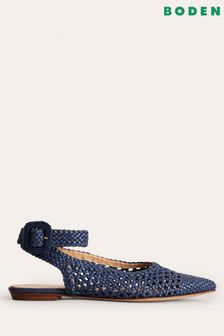 Boden Blue Ankle Strap Pointed Flats (560353) | €77