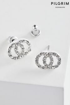 PILGRIM Silver Tone Elaine Crystal Earrings (560389) | 125 zł