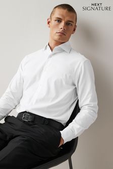 White Texture Slim Fit Signature Motionflex Stretch Shirt with Cutaway Collar (560451) | €22