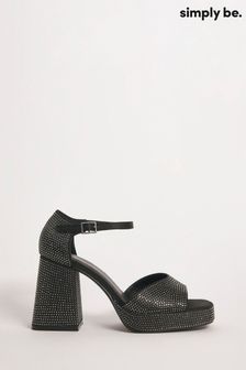 Simply Be Diamante Heel Platform Sandals in Wide/Extra Wide Fit (560734) | €21