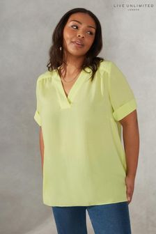 Live Unlimited Curve Yellow Chartreuse Chambray Blouse (560827) | 172 zł