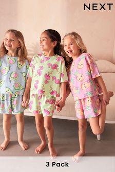 Pastel Flamingo/Avocado/Pineapple Short Pyjamas 3 Pack (9mths-16yrs) (560830) | ￥4,510 - ￥5,730