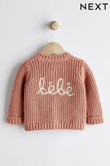ラストブラウン - Baby Chunky Knitted Embroided Cardigan (561492) | ￥2,780 - ￥3,120