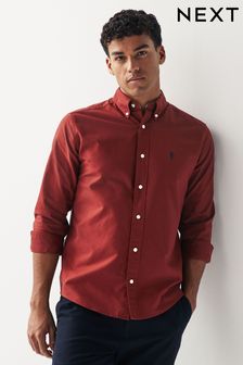 Burgundy Red Regular Fit Long Sleeve Oxford Shirt (561785) | OMR11