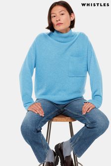 Whistles Blue Wool Roll Neck Pocket Sweater (561803) | 182 €