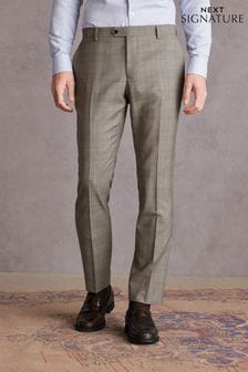 Neutral Slim Fit Signature Check Suit: Trousers (562014) | OMR39